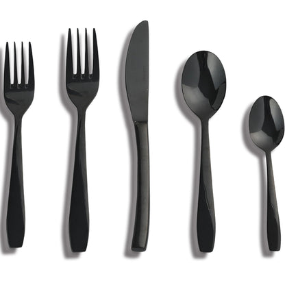 LIDEYING Black 60 Piece Silverware Set,Stainless Steel Flatware Set for 12,18/0 Rust-Proof Cutlery Set with Forks & Spoons,Mirror Polished Dishwasher Safe - Heavy Duty Tableware for Home & Dining