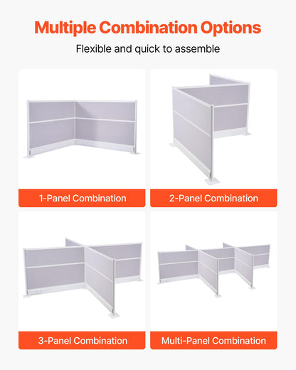 VEVOR Office Divider Privacy Partitions, 2-Pack, 72" x 48" Room Divider Walls, PET Workstation Cubicle Partition with Outlet Covers, Freestanding Privacy Panels for Office Library School