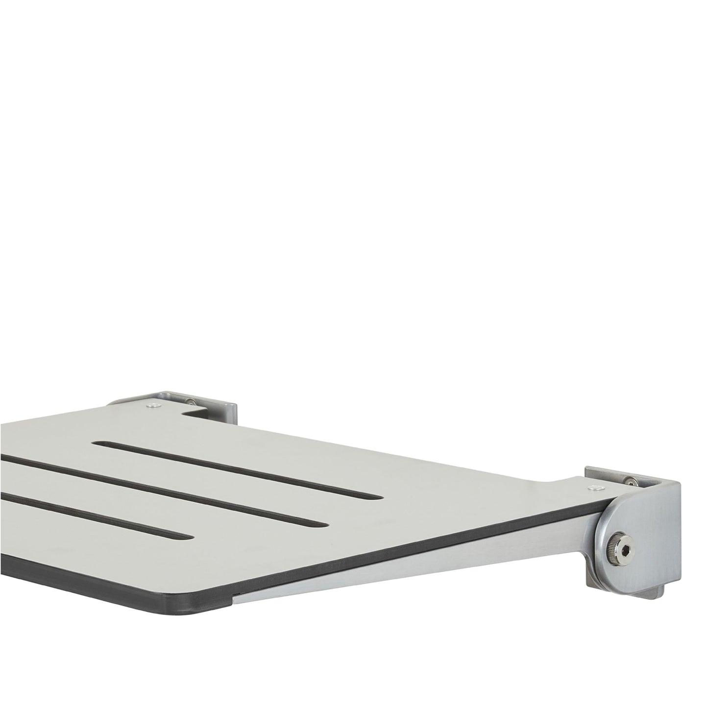 Seachrome 18 inch Silhouette Slimline Folding Wall Mount Shower Bench Seat, Light Gray Seat with Silver Frame