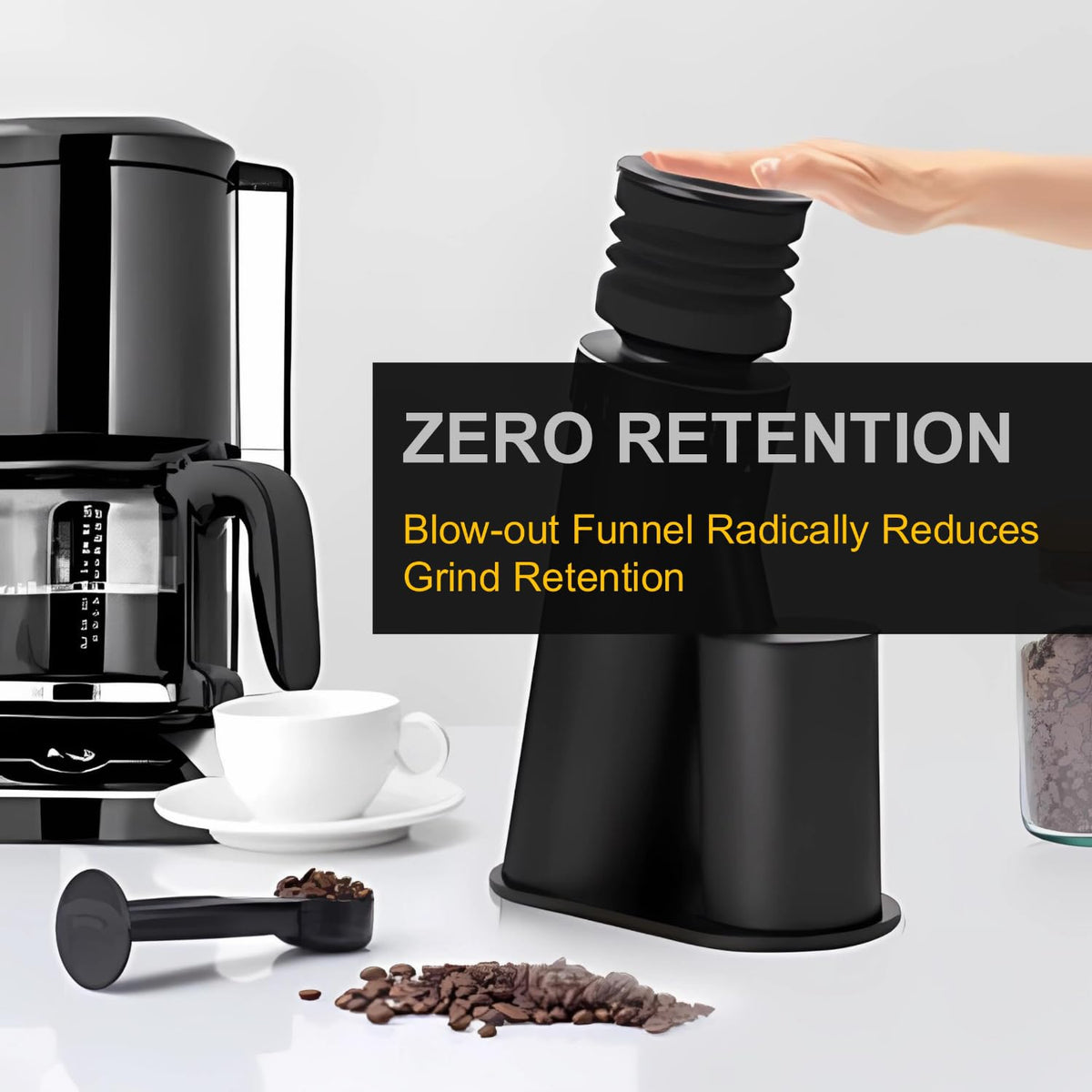 Coffee Grinder, Viesimple Gen 4, Single Dose Burr Coffee Grinders with Magnetic Dosing Cup, Electric Coffee Bean Grinder with Anti-Static Design, Espresso Grinder Compact & Quiet for Home Use Black