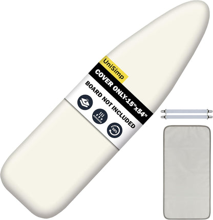 UniSimp Ironing Board Cover - Extra Thick Natural Cotton, Scorch & Stain Resistant | 15"x54", Beige
