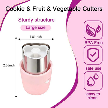 CHICHAUS 20Pcs Cookie Cutters & Biscuit Cutter Set - Multi-Shape Fruit/Vegetable Cutters for Kids Lunch Accessories, Food-Grade Stainless Steel Molds for Home Baking (PINK)