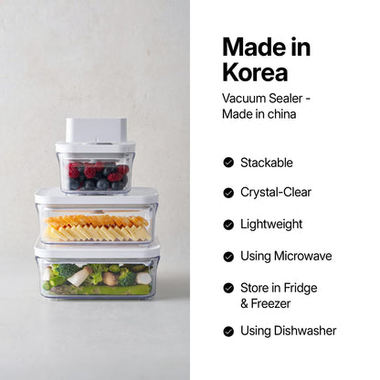 VAKUEN Premium Airtight Food Storage Containers, Mini 9P/SET include Vacuum Sealer, Smart One-Click Seal Lid, No Hinges, 100% Leak Proof, BPA-FREE, Dishwasher, Freezer & Microwave Safe