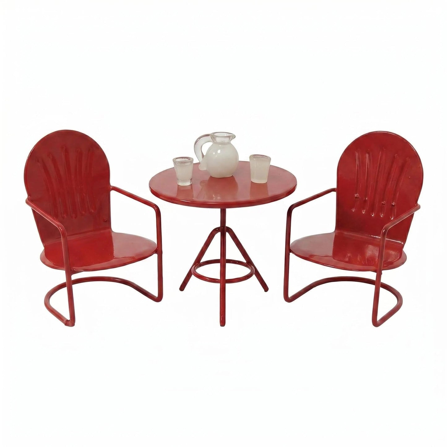 6 PCS Miniature Bistro Table & Chairs Set with Milk Pitcher Cups, 1 12 Scale Dollhouse Furniture Fairy Garden Patio Decoration Accessories
