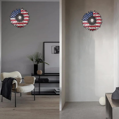 Heoclao 11.81'' American Flag Metal Wall Art, National Flag Metal Sculpture for Home Office Decor