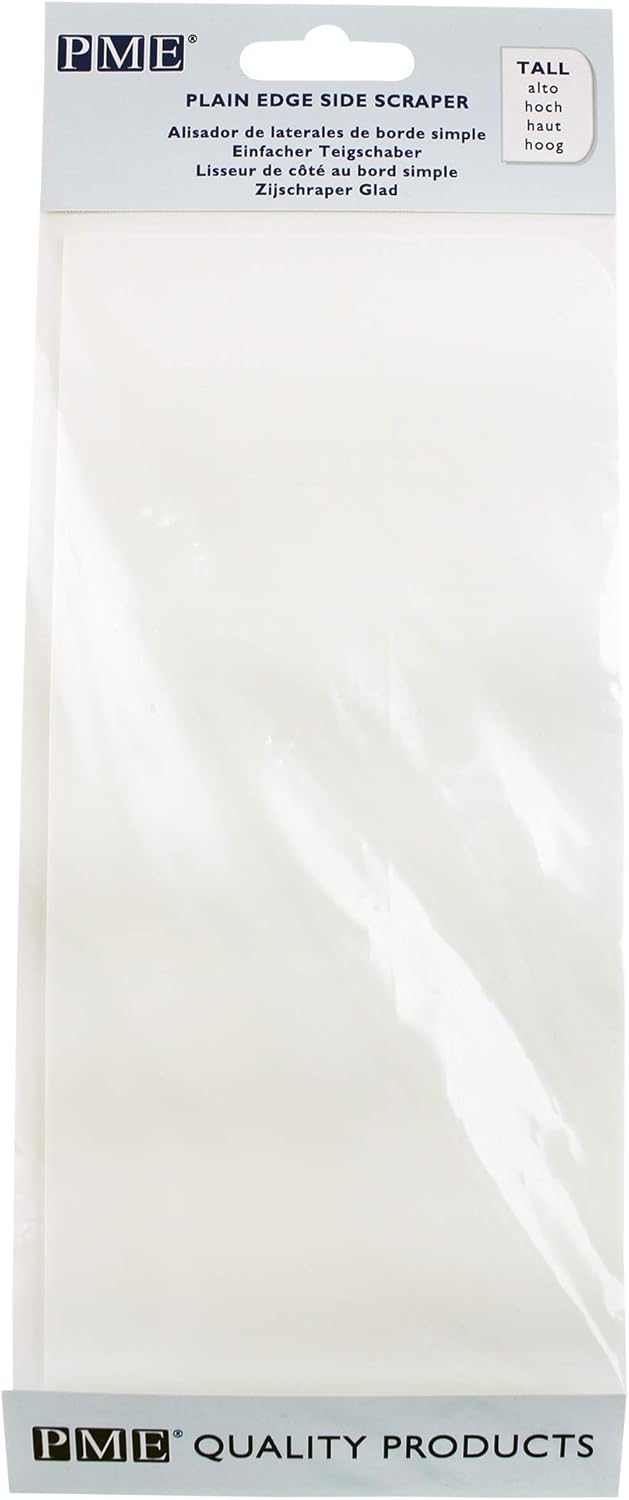PME Cake Decorating 8" Tall Plain Edge Plastic Side Scraper - 8 x 3.7 Inches, White