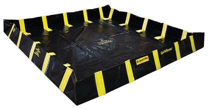 Justrite QuickBerm® with Inside Wall Supports, 12' x 12' x 12", Large Oil Spill Containment Berm, 1075 Gallon Spill Capacity, PVC Coated Fabric, Made in The USA, Black, 28544