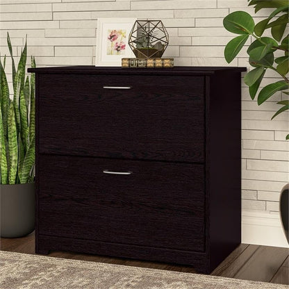 BOWERY HILL 2-Drawer Wood Lateral File Cabinet, Chocolate Espresso Oak Finish, 31.5" W x 30.25" H x 19.88" D, Transitional Home Office Storage for Letter/Legal/A4 Files, Smooth Full-Extension Ball