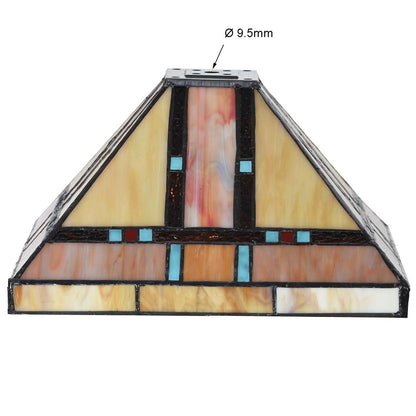 Bieye S10798 Tiffany-Style Stained Glass Mission Lampshade - 10-Inch Wide - Iridescent Elegance