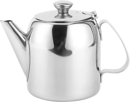 Stainless Steel Teapot, Round Coffee Tea Pot Water Kettle for Kitchen, Hotel, Restaurant, Conference Room (Silver)
