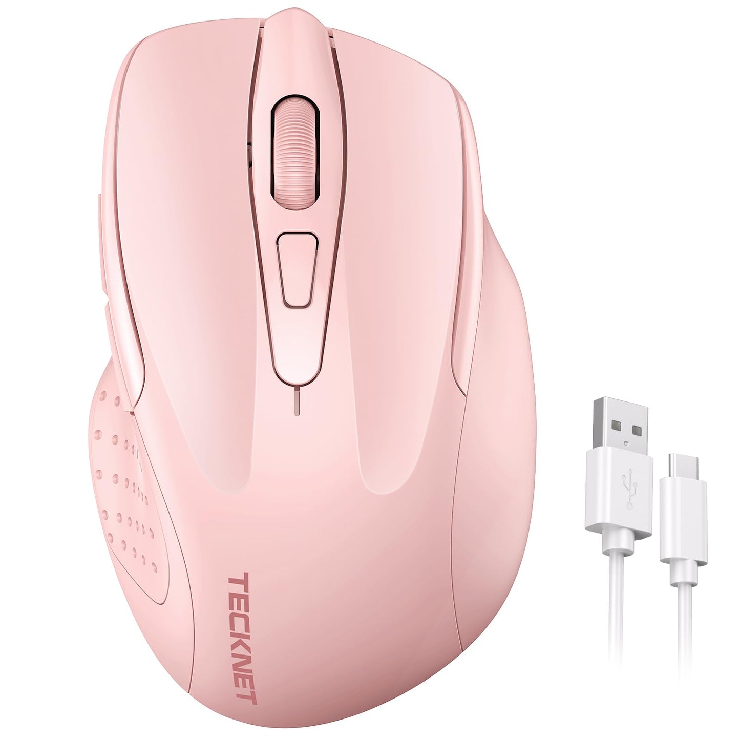 TECKNET Wireless Mouse Rechargeable, 2.4G USB-A Silent Mouse, Quiet Click, 6 Adjustable 4800 DPI, Cordless Computer Mice, Ergonomic Mice for Laptop, 6 Buttons for Chromebook, Ergo Grip - Black