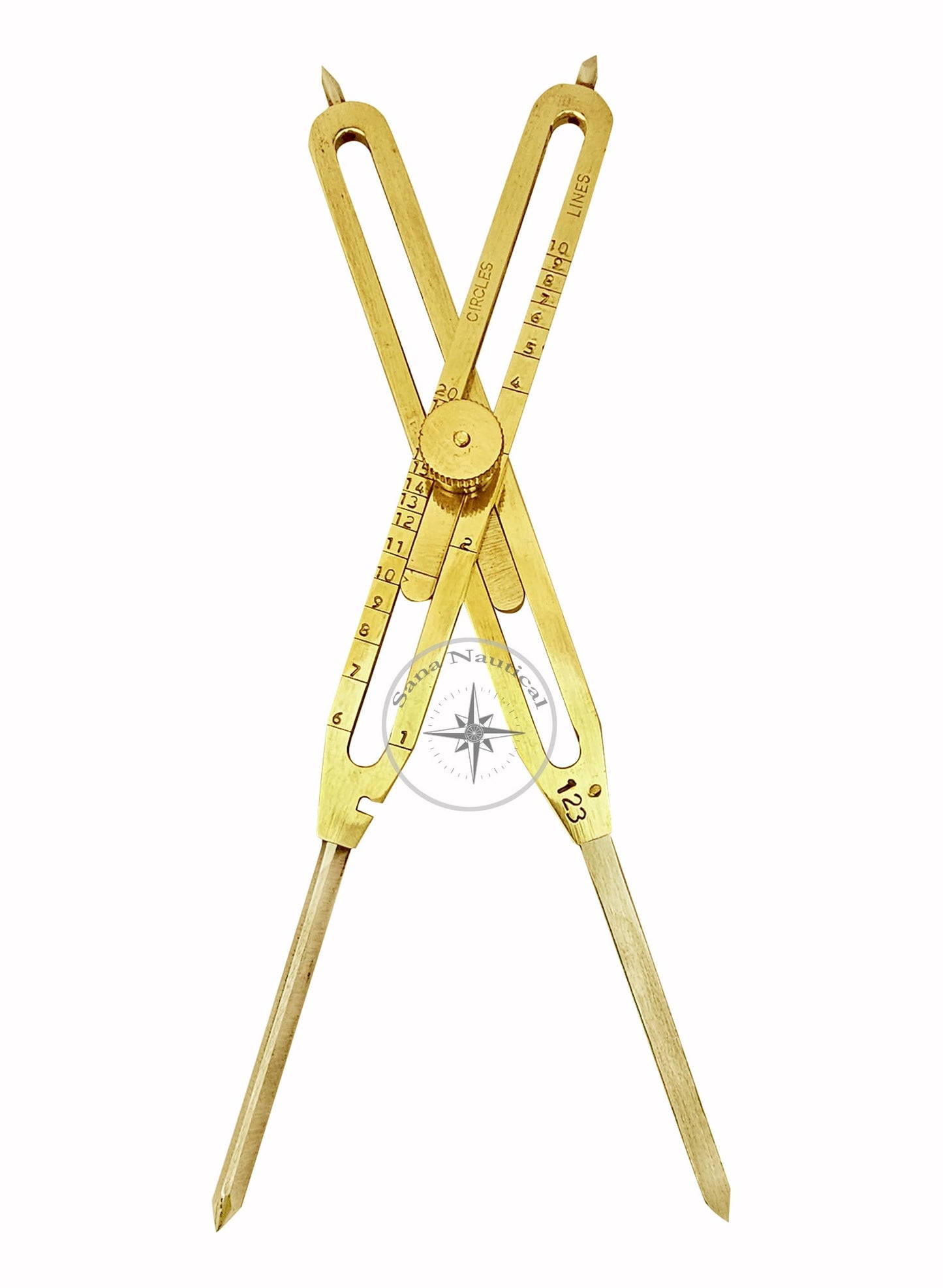 Sana Nautical Artist Proportional Scale Divider Drawing Tool Professional 12” Long Solid Brass with Heavy Duty Steel Point with with Leather case, Golden, M