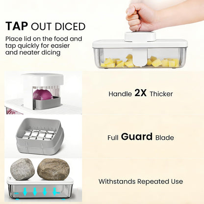 Vegetable Chopper Mandoline Slicer 8-in-1 with Container, 8 Blades for Onion, Veggie & Fruit, Easy Food Slicer Dicer Cutter, Kitchen Gadgets & Essentials