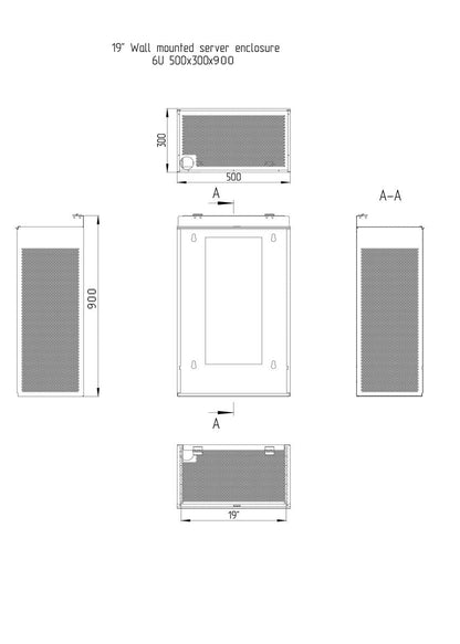 6U Vertical Wall Mount Server Rack Cabinet, 19 Inch Network Enclosure, 35" Full-Length Capacity, Mesh Door, Space-Saving Rack for Switches, Routers, Patch Panels