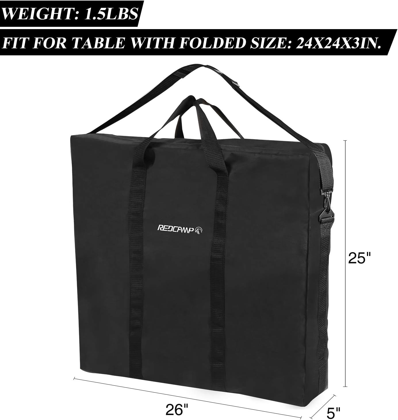 26x25 inches REDCAMP Oxford Carry Bag for Folding Table, Extra Large Strong Heavy Duty Storage Bag with Handles, Black