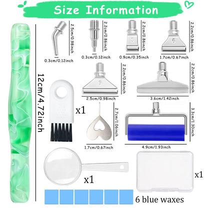RaySoar Diamond Art Pens Diamond Art Tools Painting Pen with Screw Metal Tips Multi-Placer Tool Accessories for Adults Gem Rhinestone Picker Stylus Green