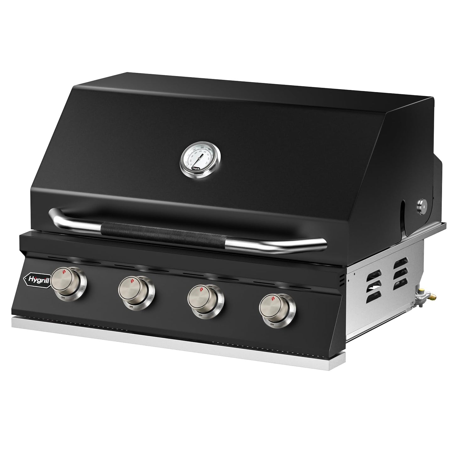 Hygrill STD Series 32-Inch Built In Grill for Natural Gas, Stainless Steel Outdoor Kitchen 4-Burner Grill Head, Black