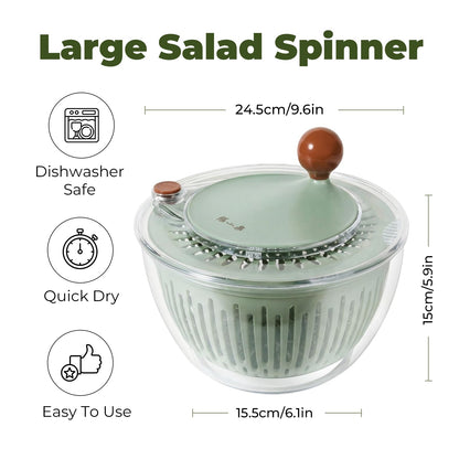 Salad Spinner Large Lettuce Spinner 4.3 Qt with Non-Slip Base & Stop Button Vegetable Dryer & Fruit Washing Bowl for Efficient Salad Prep