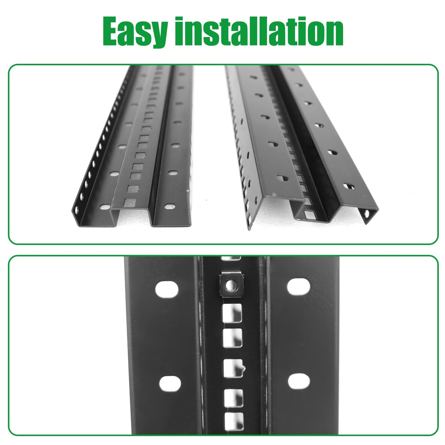4-Post 15U Open Frame Server Rack for 19" IT Network Equipment & A/V Devices，22"-35" Adjustable Depth，Heavy Duty Free Standing Rack for Servers & AV Gear