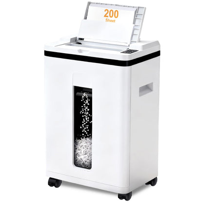 Boyuevi 200-Sheet Auto Feed Paper Shredder, Touchscreen Heavy Duty Shredders, 40 Min Non-Stop, P-5 Ultra Security Commercial Shredder for Home Office, Micro Cut with Wheels, 5.8 Gal Bin, <60 dB
