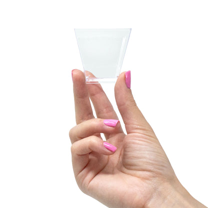 Tiny 50ct 2oz Mini Pyramid Plastic Dessert Cups with Spoons Professional-Grade Recyclable Disposable Party Cups and Mini Appetizers Dessert Shooter Cups Small Serving Plastic Cups CMJJ