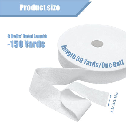3 Rolls Jelly Roll Batting Strip 2 1/4 Inch Total 150 Yards Cotton Blend Batting on a Roll, Flexible Quilt Batting for Jelly Roll Rugs, Batting Strips, Braided Rug,Throw Rugs for Women Gifts