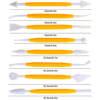 DaKuan Fabulous Cake Scraper Smoother and Fondant Kit - 6 Pcs Decorative Scrapers Polisher and 16 Pcs Modeling and Sculpting Tools