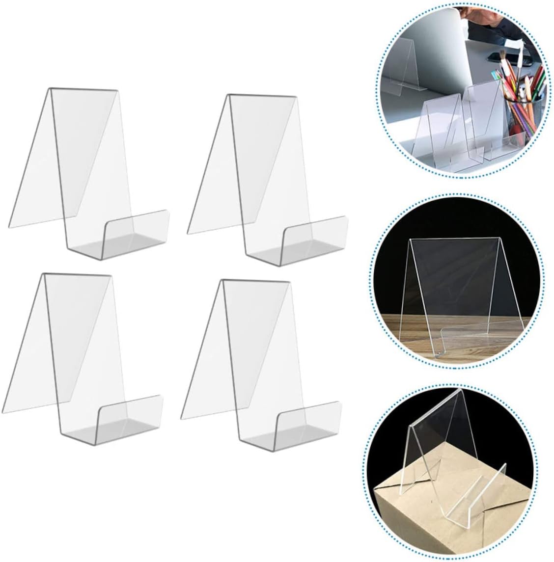 Tofficu 8 Pcs Acrylic Stand Tabletop Decor, Easel Household Display Stand for Books, Artwork, and Notebooks