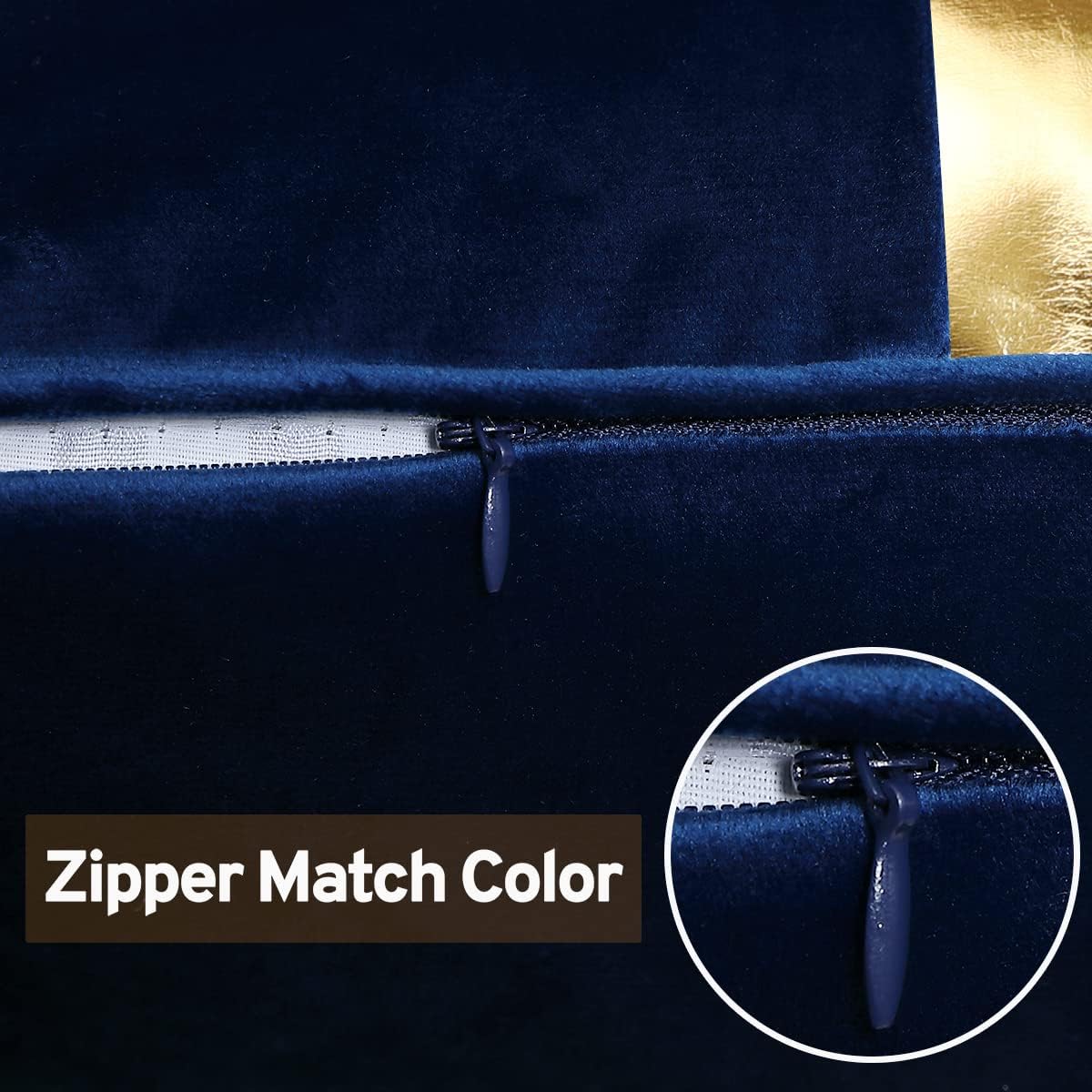 Navy Blue Beige Gold Leather Patchwork Velvet Throw Pillow Cover, Set of 2 Luxury Modern Home Decor Cushion Cover 12x20
