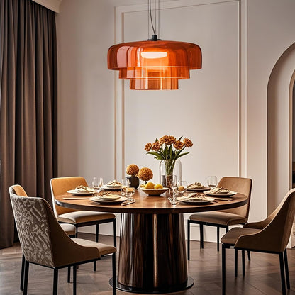 Zobawlks Mid-Century Modern Pendant Light: Hanging Lamp for Kitchen Island - Chandeliers for Dining Room (Orange)