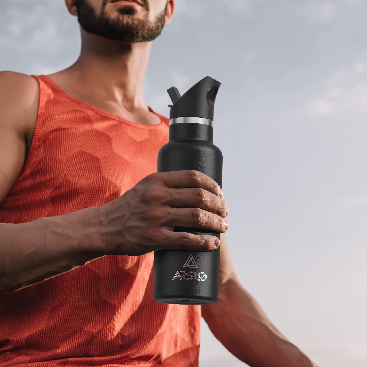 Arslo Stainless Steel Double Wall Water Bottles 20 Ounce, Vacuum Insulated Bottle With Straw Lid, Insulated Water Bottle Keeps Water Cold for 24 Hours, Hot for 12 Hours, Hiking, Sports