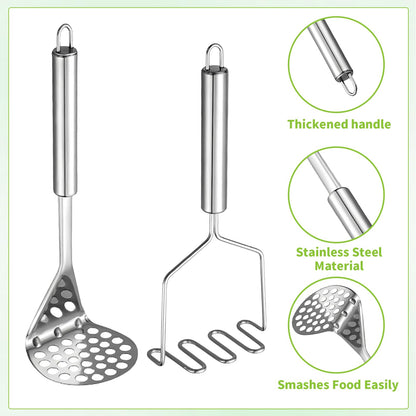 3-in-1 Avocado Slicer Tool,Stainless Steel Avocado Cutter with 2pcs Potato Masher- Multi-Function Avocado Tool for Slicing,Scooping Pit Removal Kitchen Too