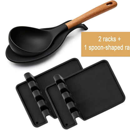 Kitchen Spoon Kitchen Gadget Holder for Ladles Rest Spoon Holder for Stove Top Black 3 Pcs (3, Black)