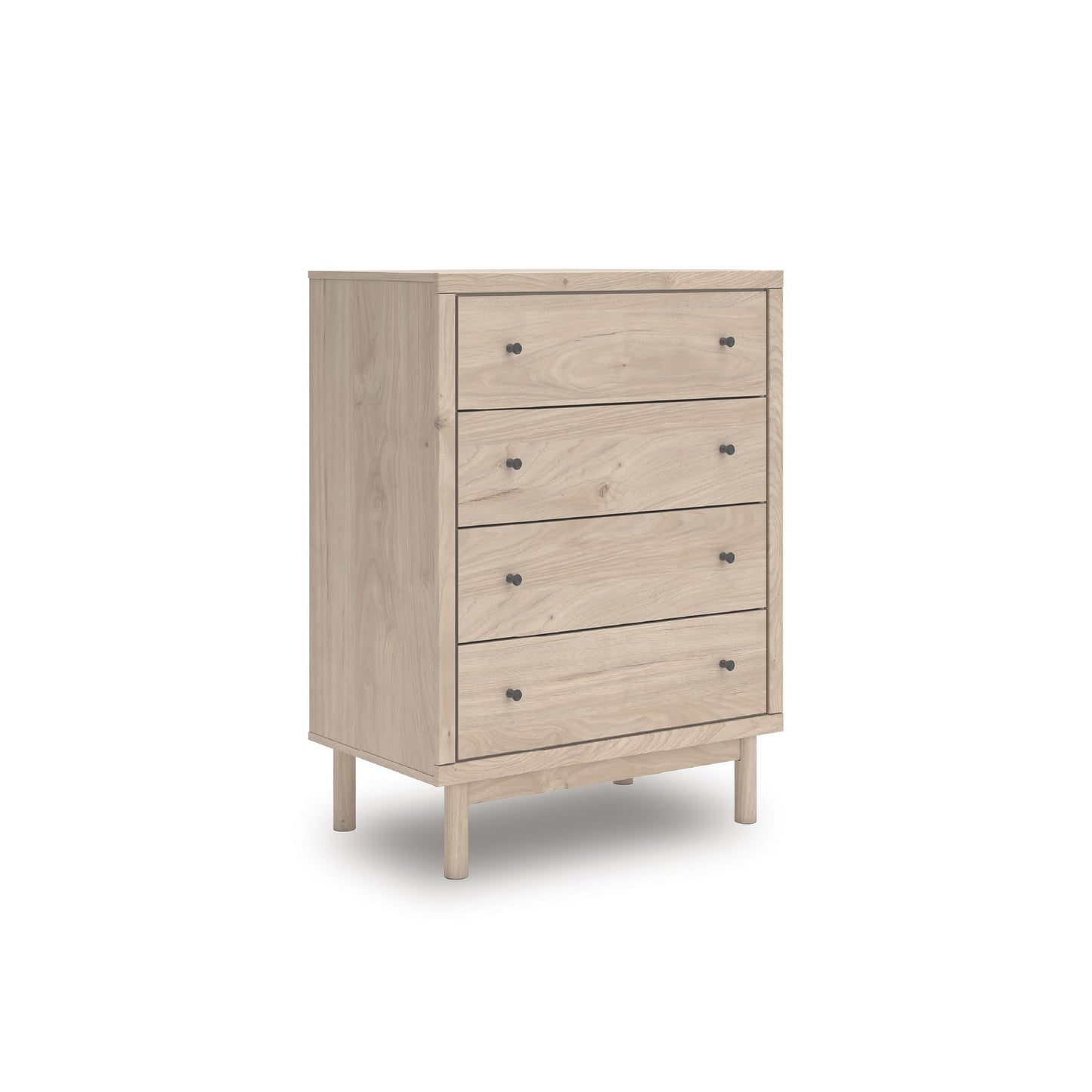 Signature Design by Ashley Birkmore Mid-Century Modern 4-Drawer Chest with Easy Glide and Safety Stop for Bedroom, Light Brown