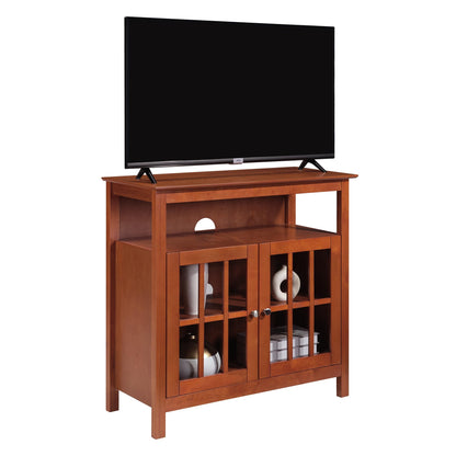 Convenience Concepts Big Sur Highboy TV Stand 36" - Modern Entertainment Center For TVs up to 40", Storage Cabinet for Dining, Living Room, & Entryway, Console Hall Table with Shelves, Cherry