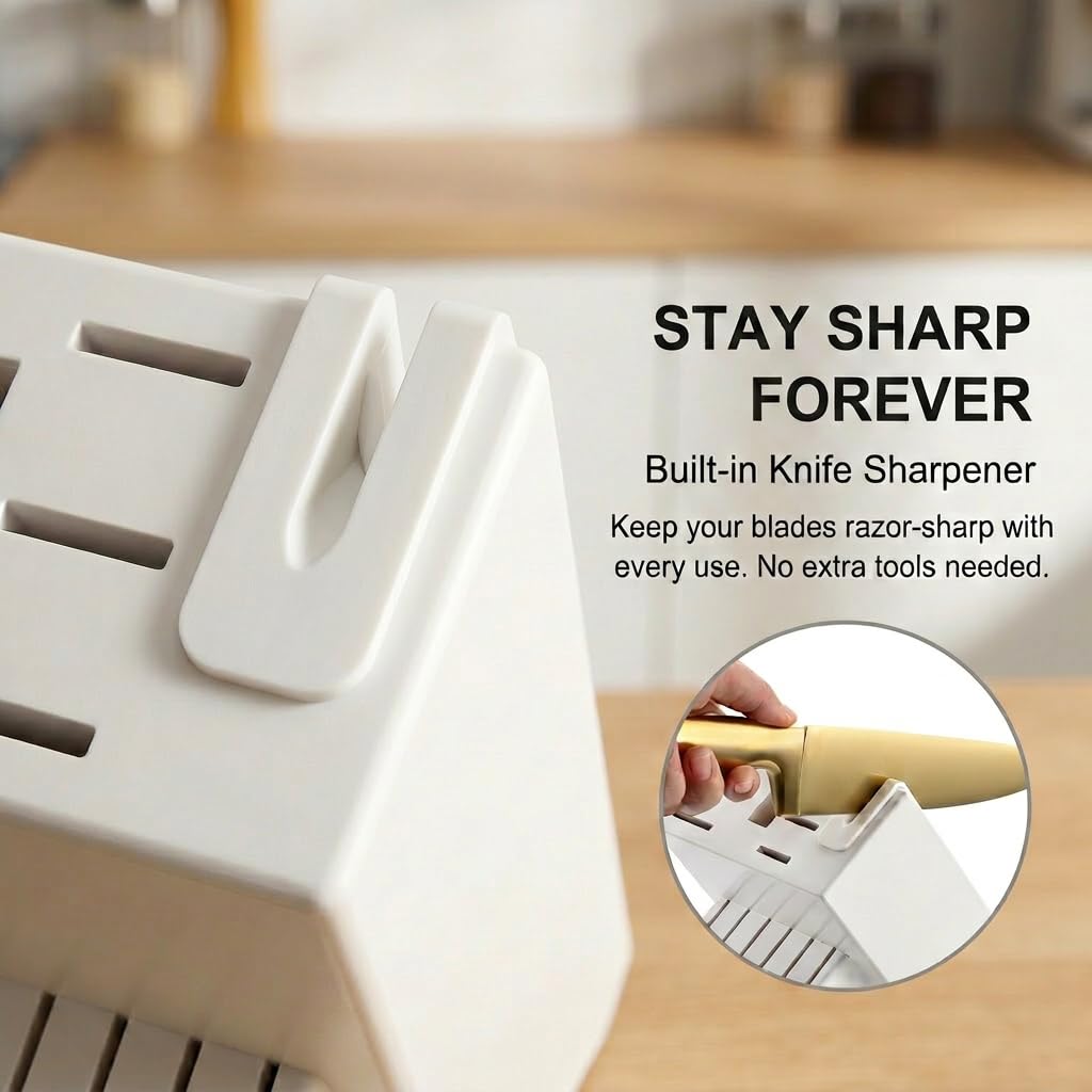McCook® Knife Sets, Golden Titanium Stainless Steel Kitchen Knife Block Sets with Built-in Sharpener