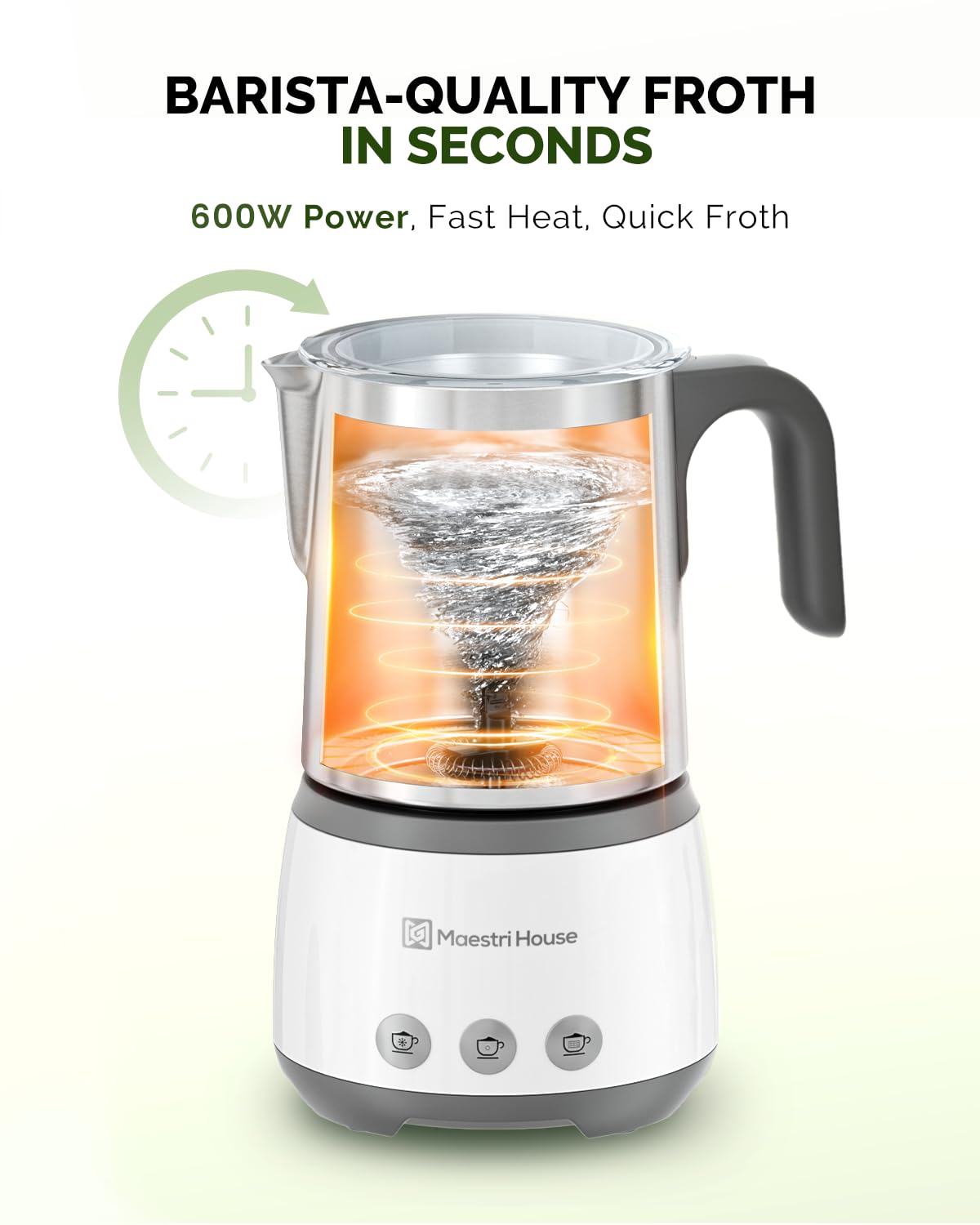 Maestri House Milk Frother, 4-in-1 Electric Milk Steamer and Frother, 16.9OZ 600W Smart Touch Control Hot and Cold Foam Maker, Memory Function for Latte, Cappuccinos, Warm Milk, Hot Chocolate Milk