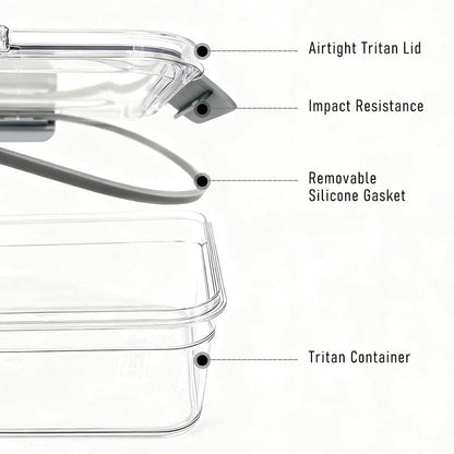 HOME BREEZE 2.8L Tritan Plastic Food Storage Containers, Airtight Tritan Plastic Locking for Fridge Freezer, Meal Prep, Deli Meat, Snacks, 8 Containers with Lids, 16 pieces, Extra Large, Clear