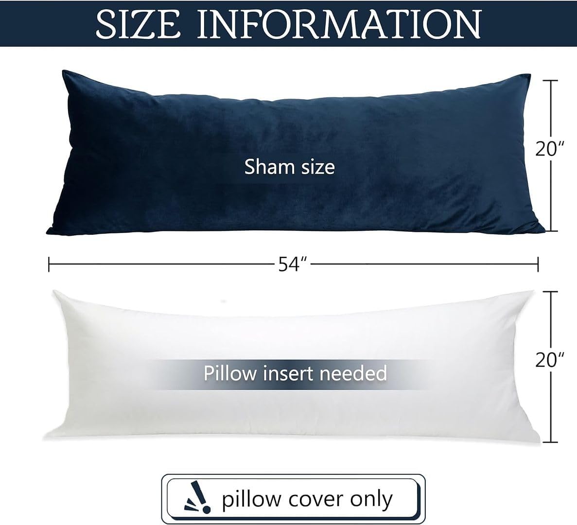 20 54 Inch MoonRest Classic Microsuede Body Pillow Pillowcase - Ultra-Soft Plush - Hidden Zipper X - Cool Black