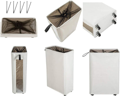 ZERO JET LAG 25 Inches Slim Laundry Storage Hamper - Large Rolling Clothes Bin with Clear Window