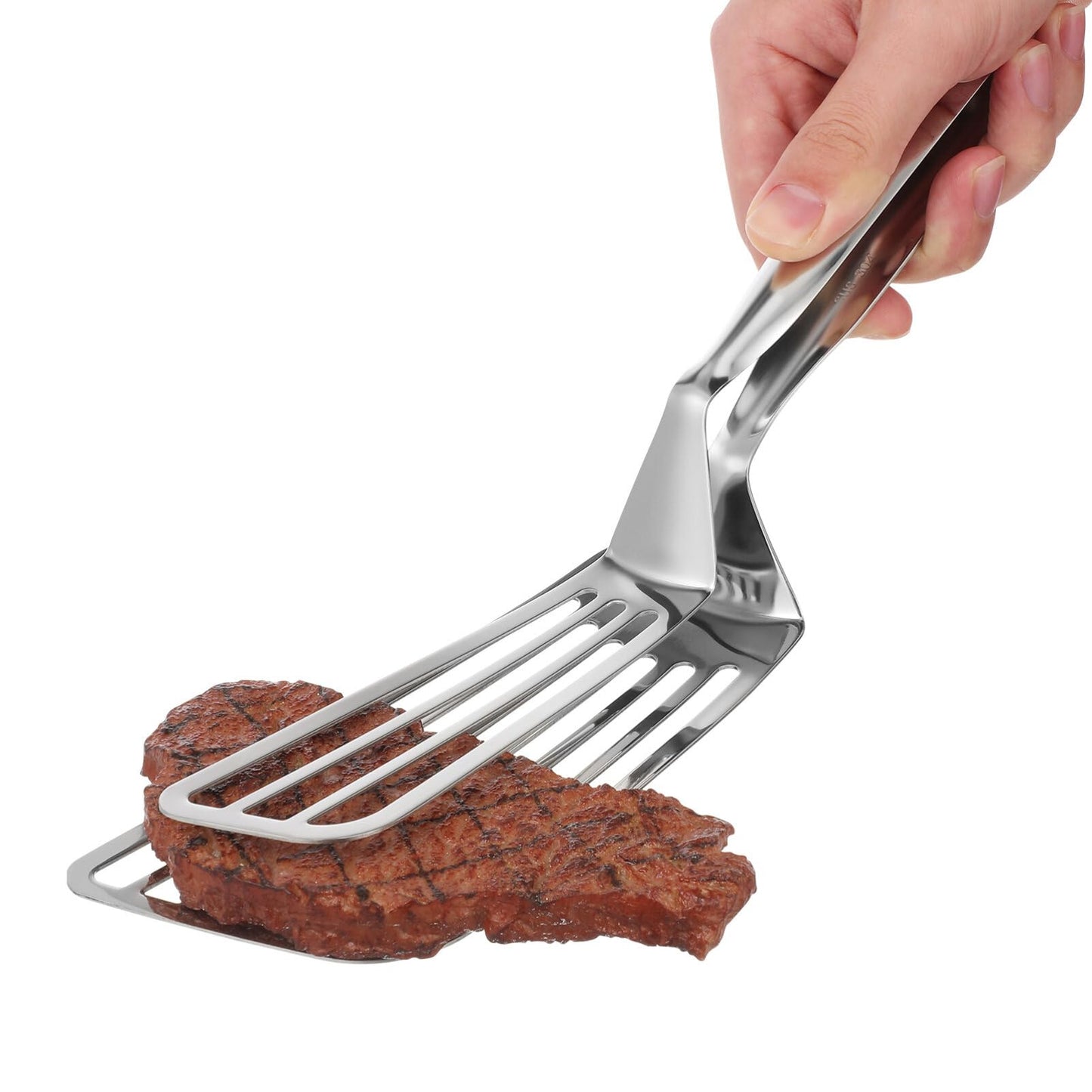 Stainless Steel Spatula Tongs for Cooking Fish Gripper Handy Pizza Clip Slotted Double Spatula Grill Tongs Metal s for Kitchen Use Fish