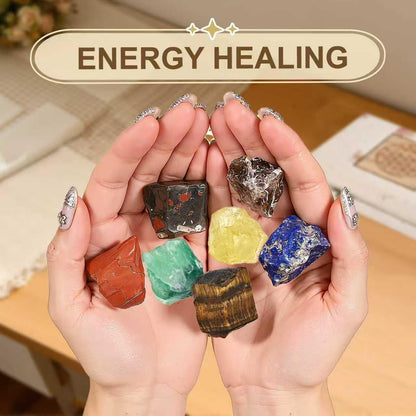 Alcrysia Set of 12 Raw Crystals and Healing Stones, One Stone for Each Month, Chakra, Meditating and Energy Healing Stones, DIY Necklace kit and Clear Quartz Necklace, Handcrafted Gift for Women