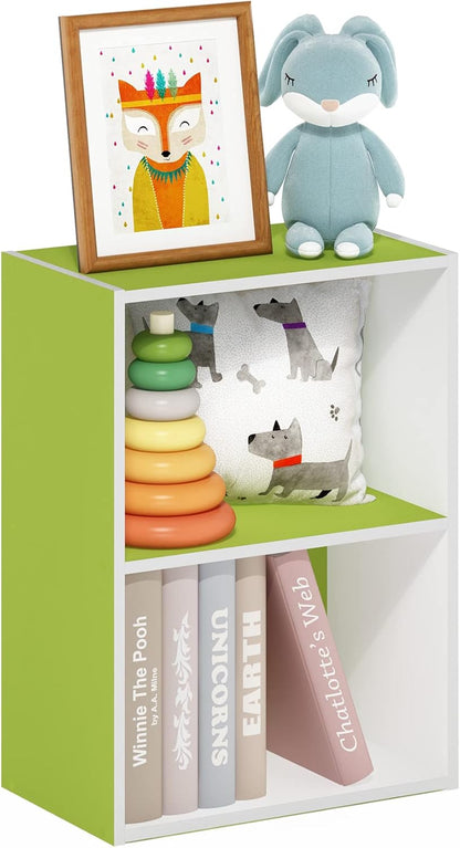 2-Tier Furinno Luder Bookcase / Book / Storage, Green/White