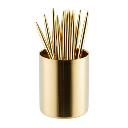 Juvale Desk Organizer Pen & Pencil Holder - 3.2 x 3.9 in, Gold Stainless Steel - Desk Supply Organizer with Gold Pen Cup, Makeup Brush Cup & Vanity Brush Holder