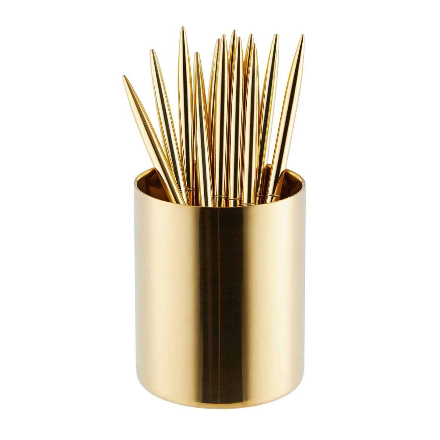 Juvale Desk Organizer Pen & Pencil Holder - 3.2 x 3.9 in, Gold Stainless Steel - Desk Supply Organizer with Gold Pen Cup, Makeup Brush Cup & Vanity Brush Holder