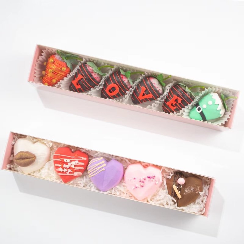 Romantic Baking 50 Pack Long Chocolate Covered Strawberry Macaron Truffle Cocoa Bomb Cookies Bakery Boxes (12x2x2 Inches)
