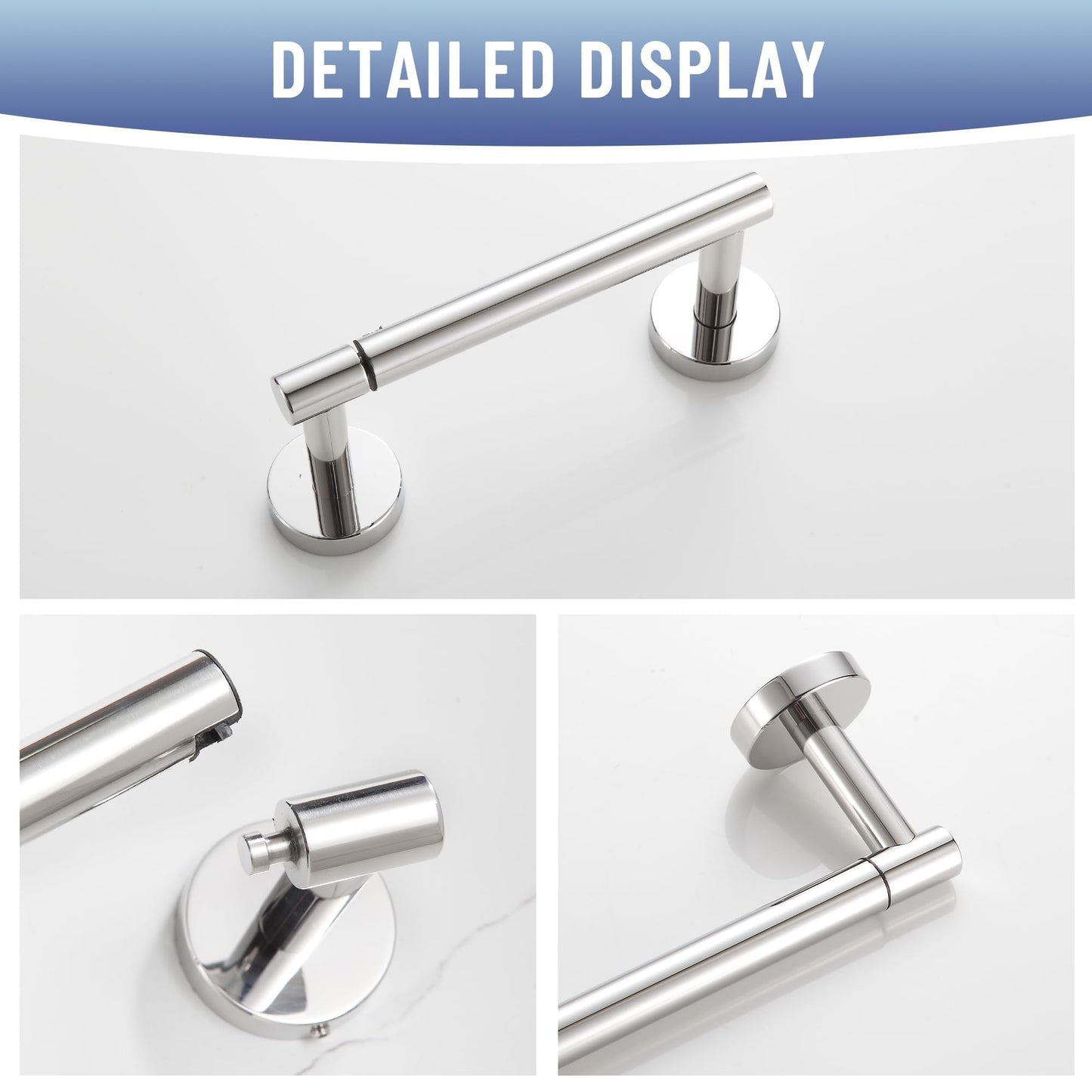 BVL Toilet Paper Holder Polished Chrome Wall Mount Stainless Steel 304 Large Mega Roll