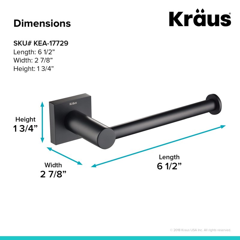 KRAUS Ventus Bathroom Toilet Paper Holder, Matte Black Finish, KEA-17729MB