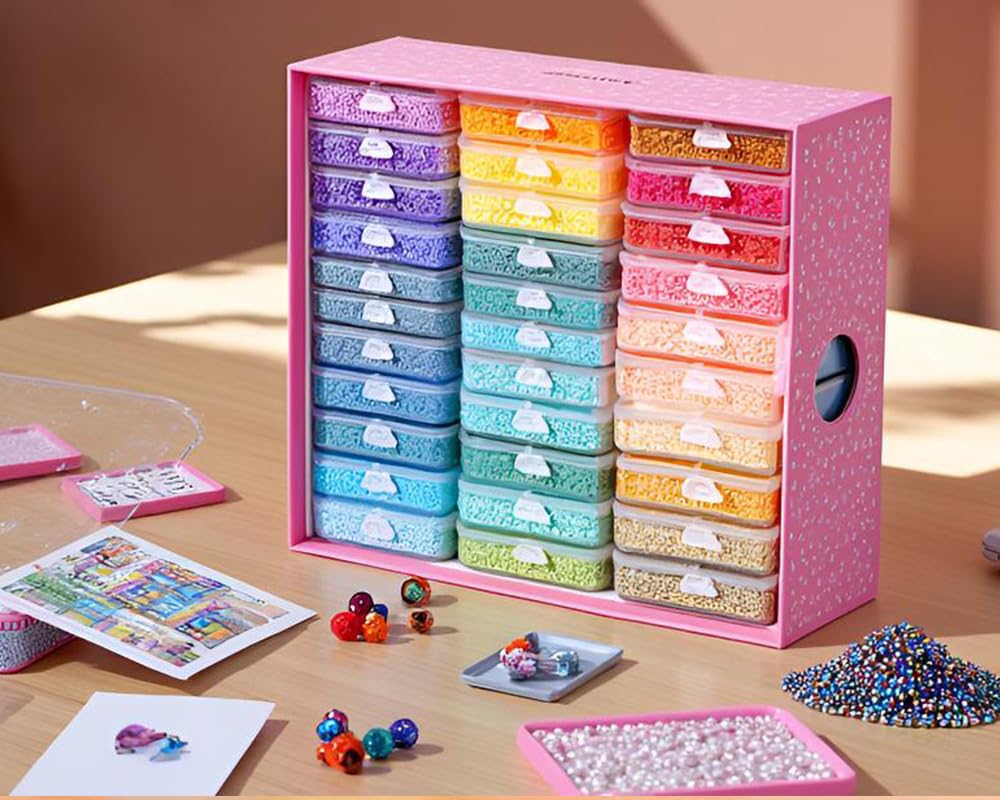 Maxuni 50pcs Diamond Painting Trays with Lids - Thickened Diamond Art Storage Containers, Stackable Diamond Art Trays, Painting Organizer Accessories for 5D Art Beads Storage & Line-Up