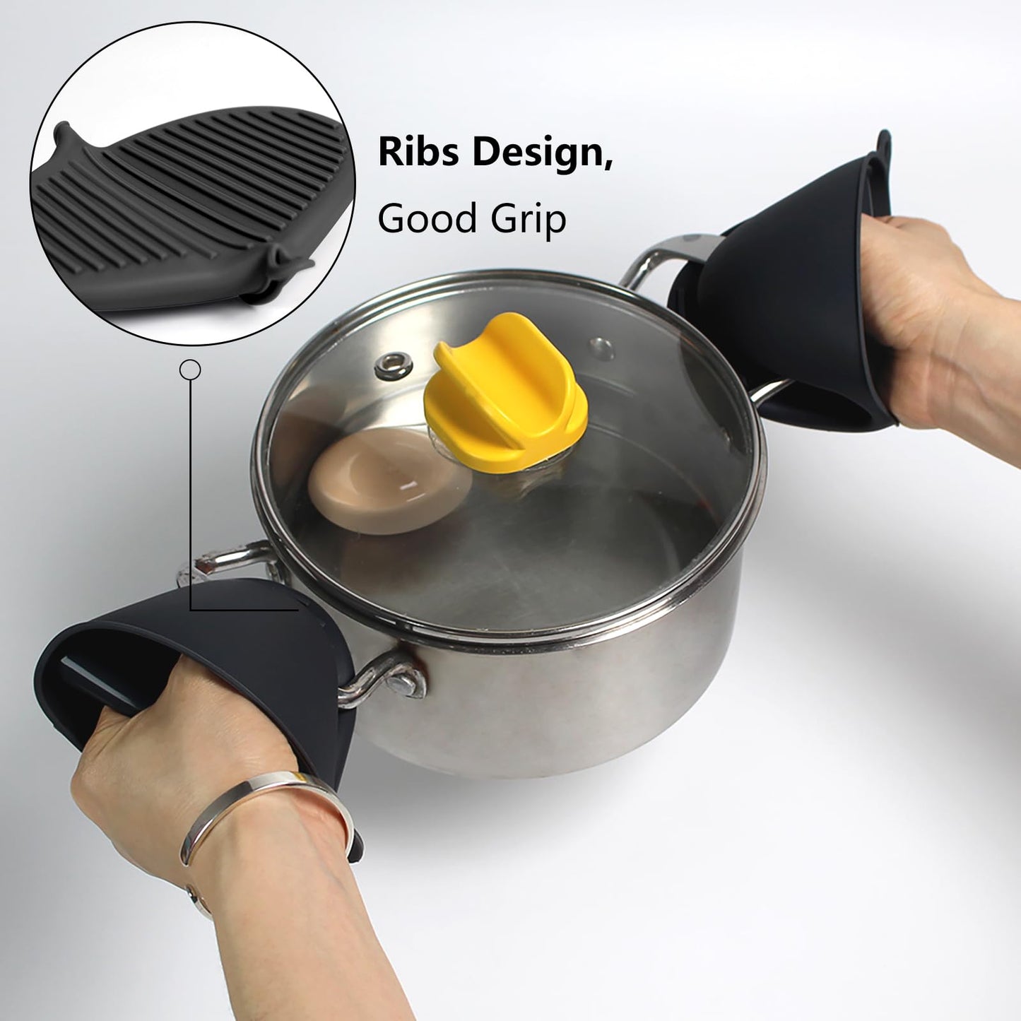Silicone Oven Mitts Heat Resistant Pot Holder Set for Kitchens, 3 Pair Mini Cute Kitchen Mittens Silicone Pinch Grip, ChufanMomsil Small Short Oven Rubber Gloves for Air Fryer, Baking, Colorful